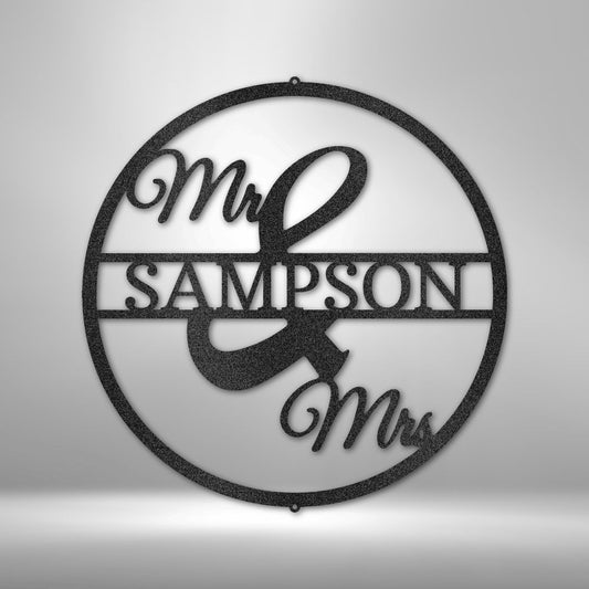 Mr. & Mrs. Monogram Steel Sign | Customize with Last Name