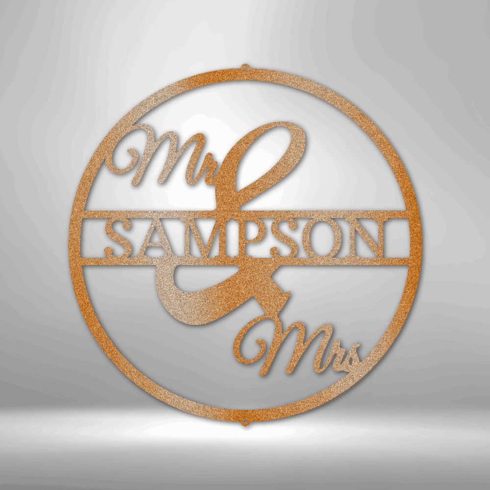 Mr. & Mrs. Monogram Steel Sign | Customize with Last Name