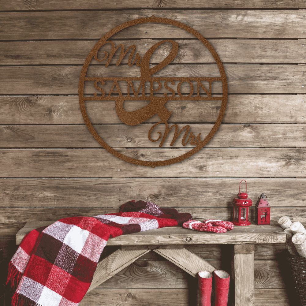 Mr. & Mrs. Monogram Steel Sign | Customize with Last Name