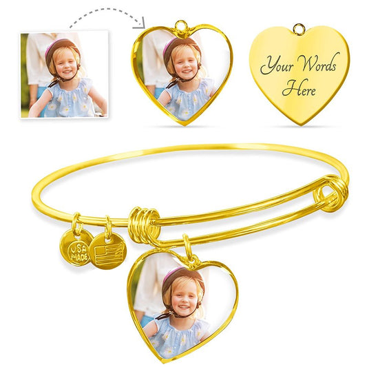 Photo Heart Bracelet | Custom Engraved Message